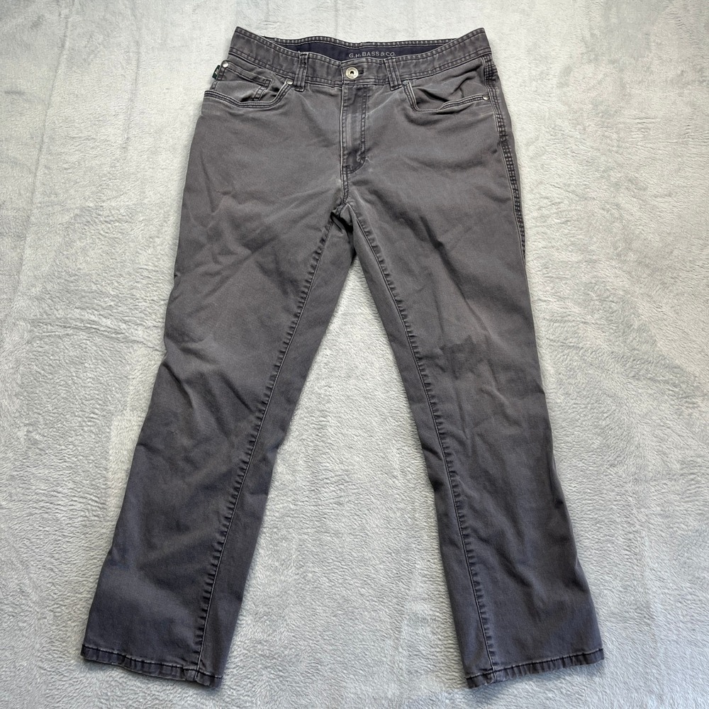 G.H. Bass & Co. Pants Men Grey Straight Fit Cotton Stretch 5-Pocket Twill 32x30